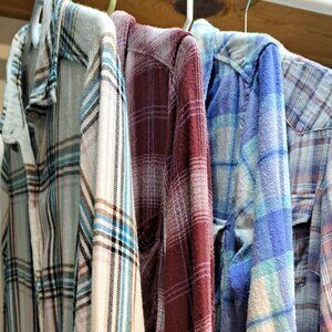 Flannel button up shirts